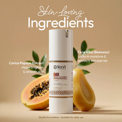 BB Cream for Oily Skin - Papaya, Beeswax Care for Men & Women