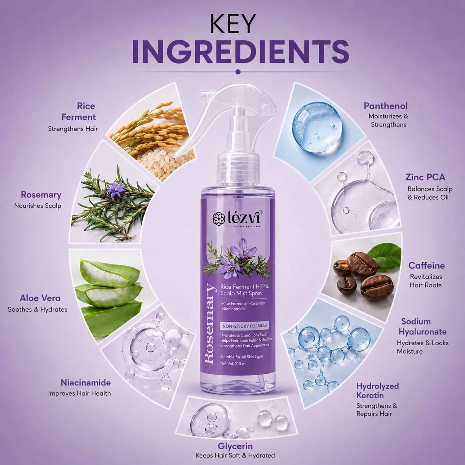 Rosemary Water Hair Spray with Rice Ferment | Hair Growth Spray
