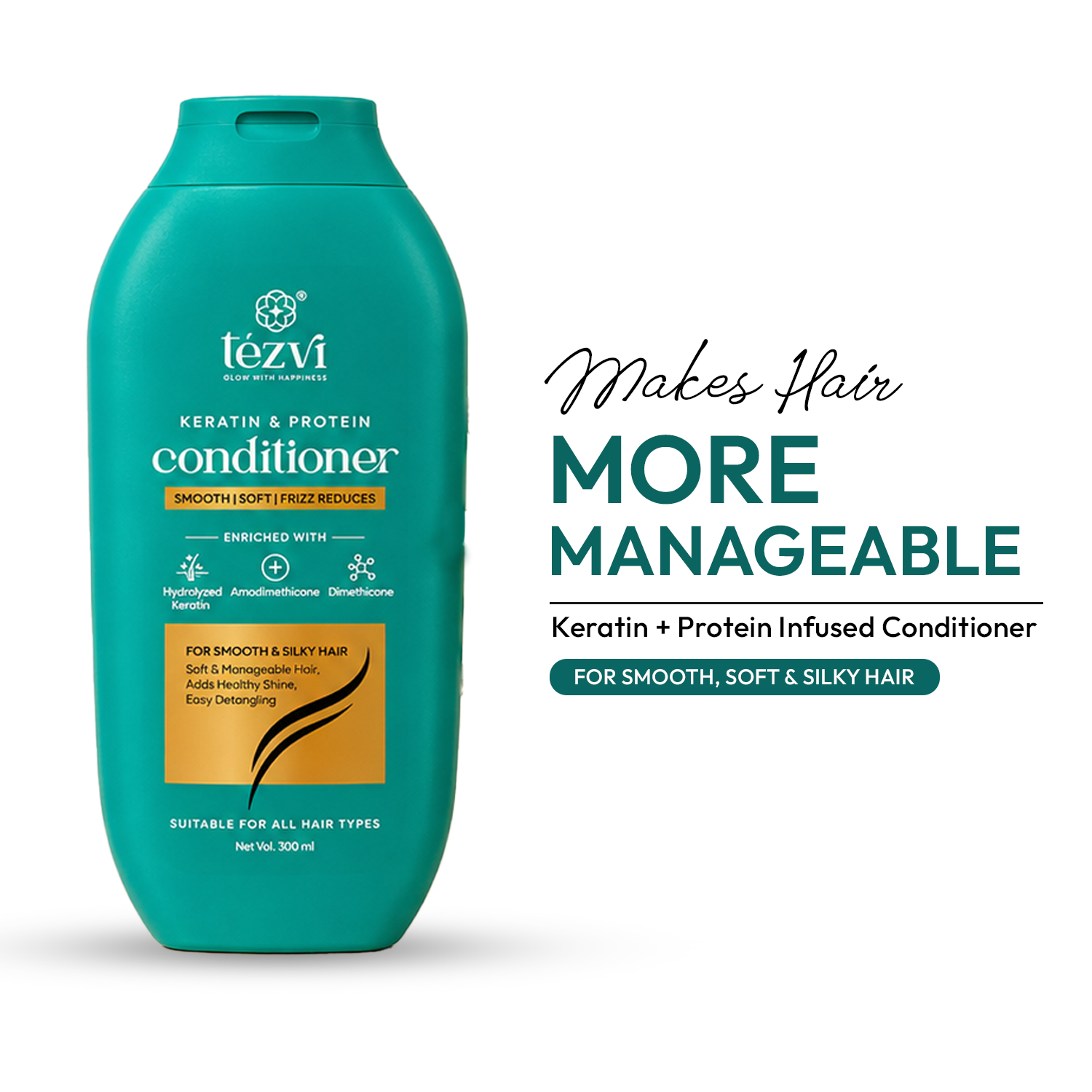Keratin & Protein Conditioner | Frizz Control for Smooth, Silky Hair