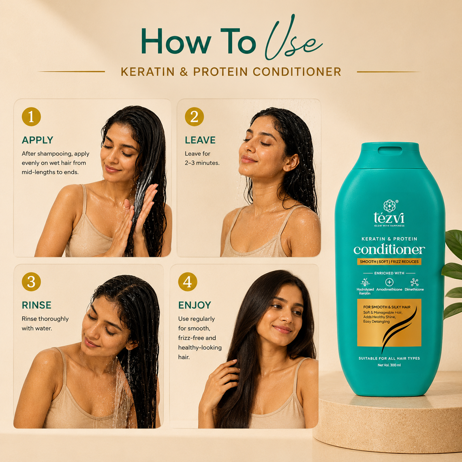 Keratin & Protein Conditioner | Frizz Control for Smooth, Silky Hair