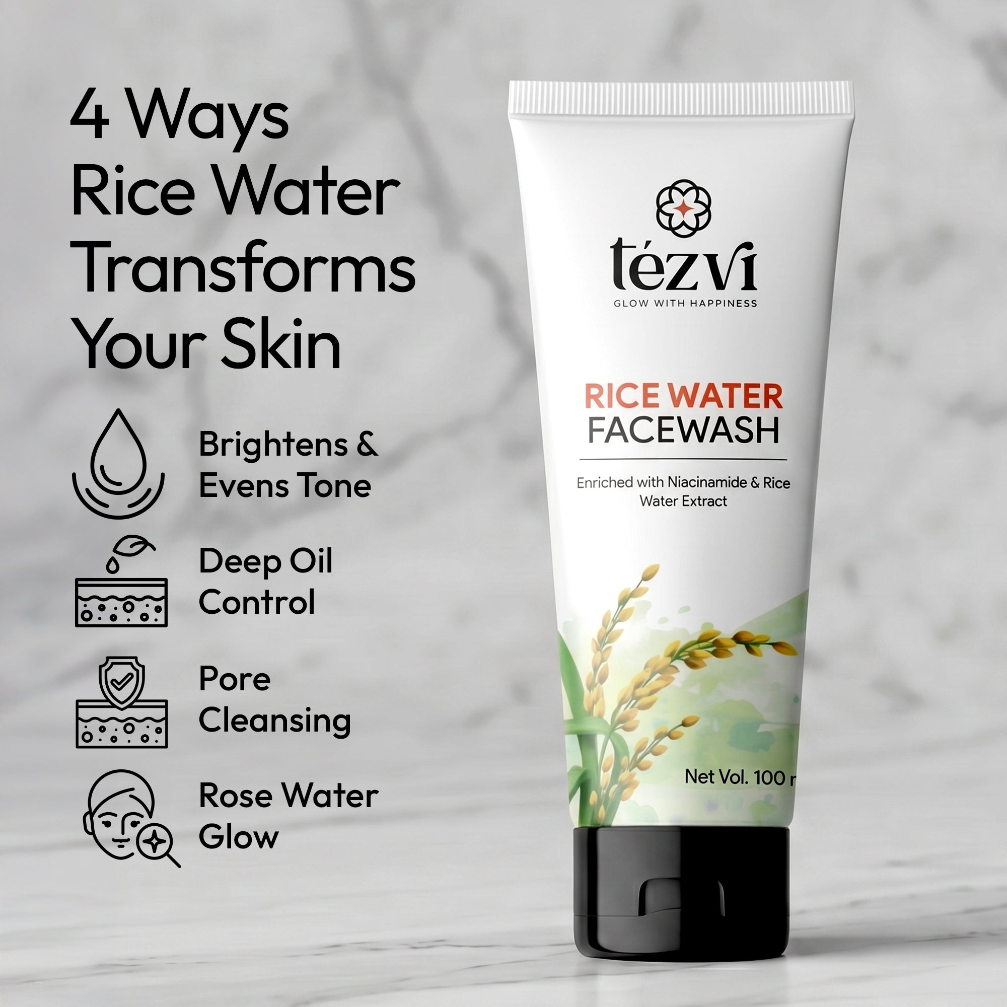 Rice Water Face Wash with Niacinamide | Brightening & Hydrating Cleanser for Glowing Skin Secondary image